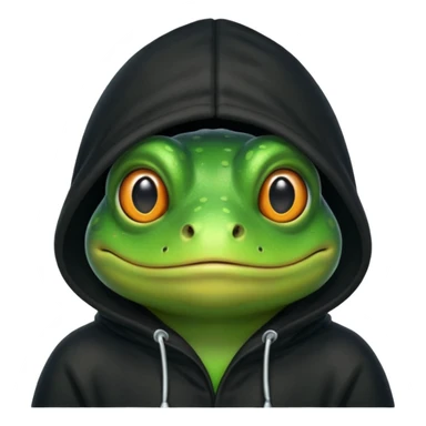 Frog wearing a black hood sticker
