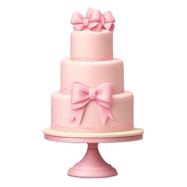 Light pink 3 tier cake with bows and vintage frosting design  sticker