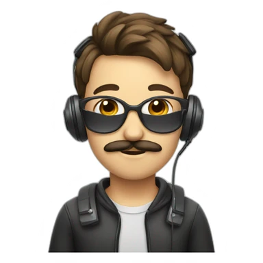Boy with moustache and headset sticker