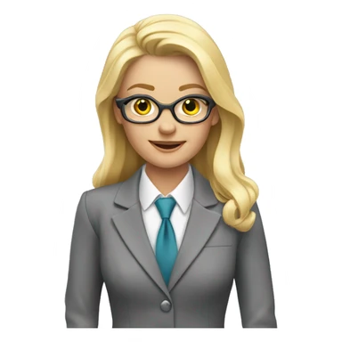 Blonde jewellery sales professional in a grey suit sticker