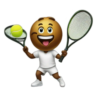 Poop emoji playing tennis sticker