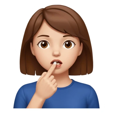 a girl with her fist in her mouth sticker
