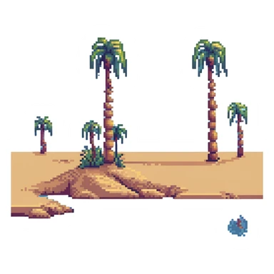 desert oasis with palm trees sticker