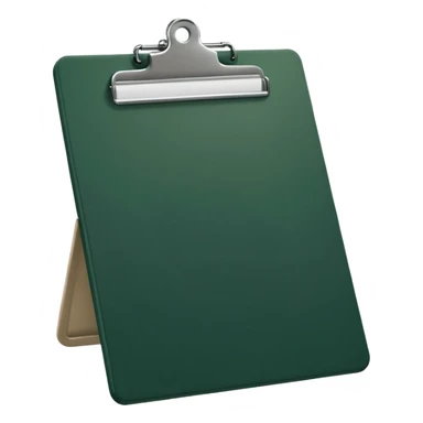 minimalistic dark green clipboard with light beige paper, no text, Apple emoji style sticker