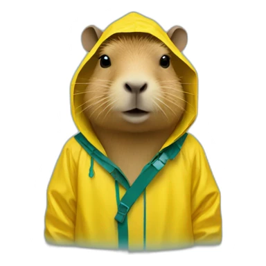Capybara in a yellow rain jacket  sticker