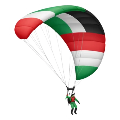 a palestinian flag with a paraglider, respect scrupulously the correct shapes and colours of the palestinian flag, try again sticker
