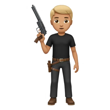 Full body male with a gun sticker
