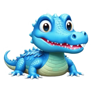 "Cute 3D blue crocodile, Disney style, big eyes, magical glowing swamp, whimsical lighting, 8k render." sticker