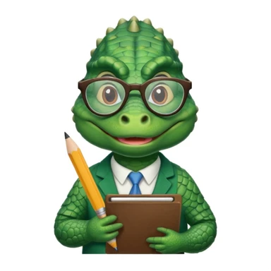 A 1960s style image of a gator with a clipboard and a pencil sticker