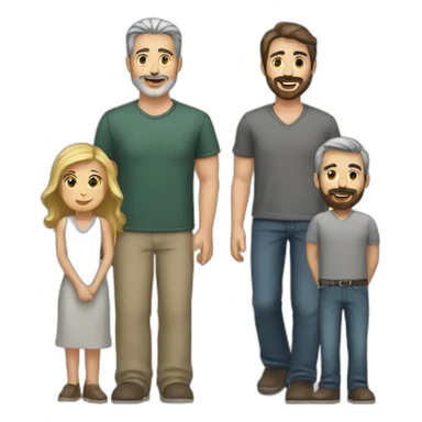 4 people man with black and gray hair, woman with straight brown hair, man with brown beard, woman with blond hair. sticker