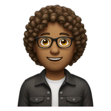 guy with glasses and brown curly hair sticker
