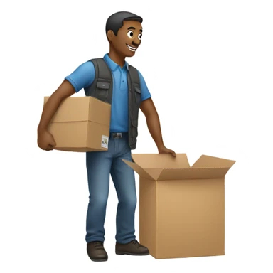 a man packing an item to a box sticker