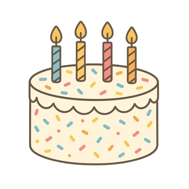 flat toon white birthday cake with sprinkles and candles sticker