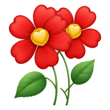 flower with heart-shaped petals and a kiss sticker