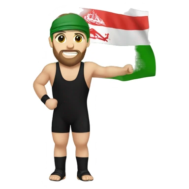 A wrestler holding the chechen flag sticker