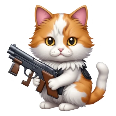 Cute cat with gun sticker
