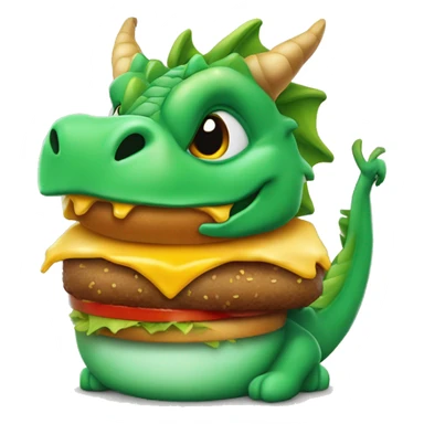 un dragon vert avec des ails verte qui tien un burger sticker