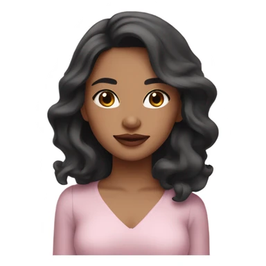 South Asian girl with pale skin, dark wavy shoulder length hair and light pink lips sticker