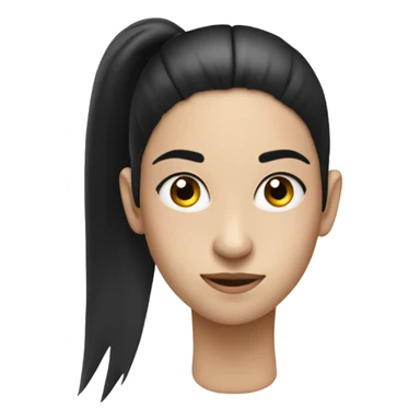 An emoji from side profile with a black pony tail and a eye and a black circle in the middle of the face  sticker