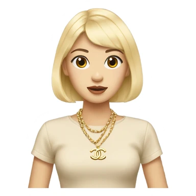 Blonde Chanel Asian Girl with Birkin bag and Chanel necklace sticker