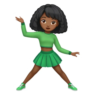black girl with bob green clothes dancing sticker
