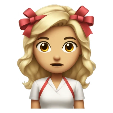 cute animted girl wth a bow in er hair being angry sticker