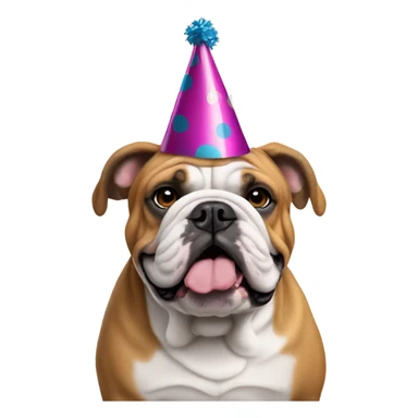 English bulldog with party hat sticker