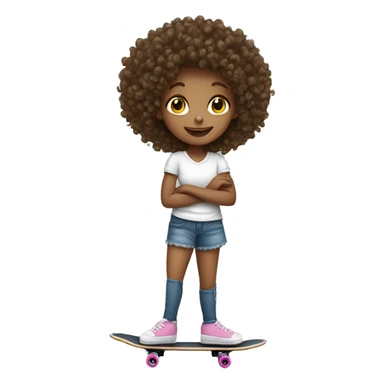 Curly haired girl on a skate sticker