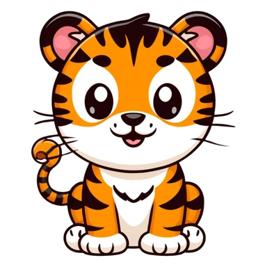 cute cartoon tiger with big eyes sticker