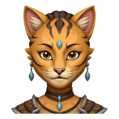 ESO female khajiit warrior with lashes and earrings sticker