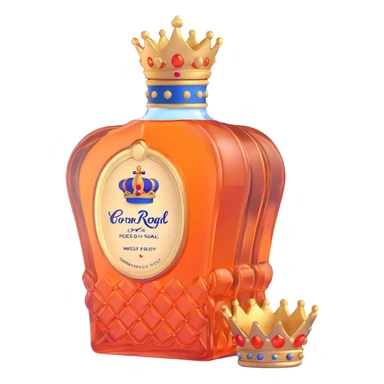 Crown Royal Peach whisky bottle with peach-colored bag and gold crown sticker