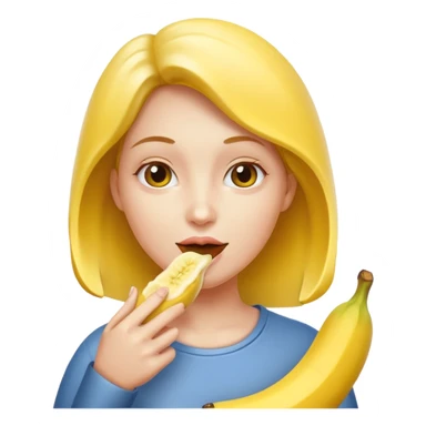 Frau isst geschälte Banane am Stück sticker