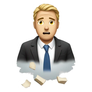 stressed Man in suit with books around him sticker
