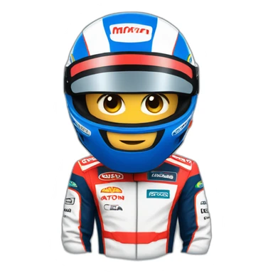 Aytron senna. Blue hat, red racing suit sticker