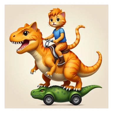 cat riding a trex sticker