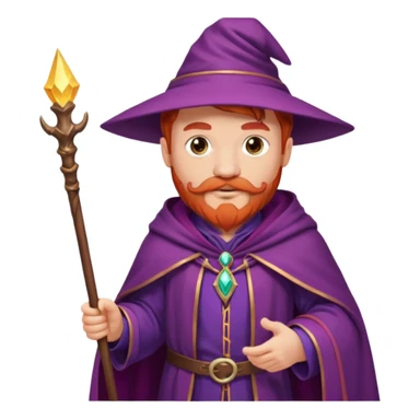 red haired wizard with mustache, purple cloack sticker