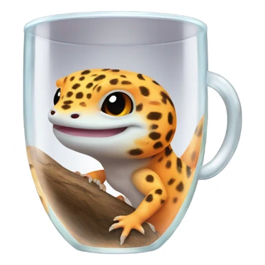 orange leopard gecko in a glass cup sticker