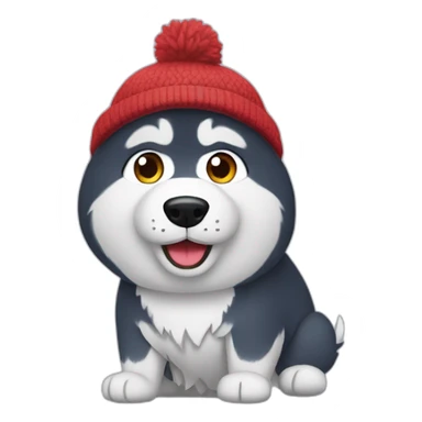 Husky wearing a beanie sticker