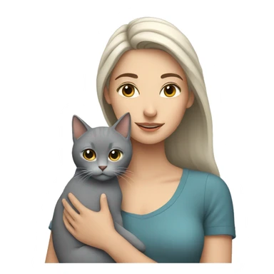 White young woman with grey cat in arms sticker