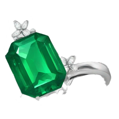 Dainty emerald ring with flowers diamonds  sticker