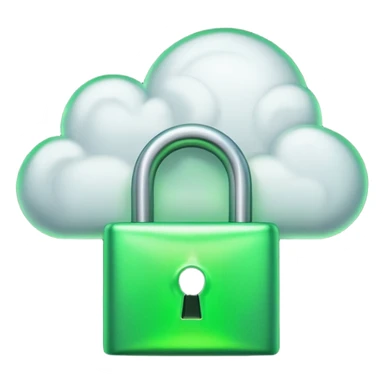 a cloud with a green glowing open padlock sticker