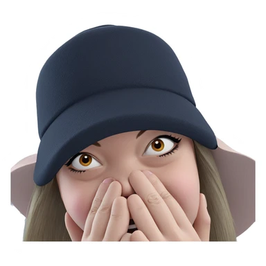 girl with hat covering mouth sticker