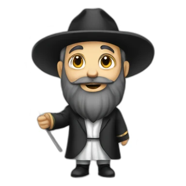 rabbi with payot holding the israeli flag sticker