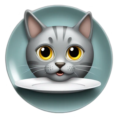 hungry-grey-cat-near-empty-plate sticker