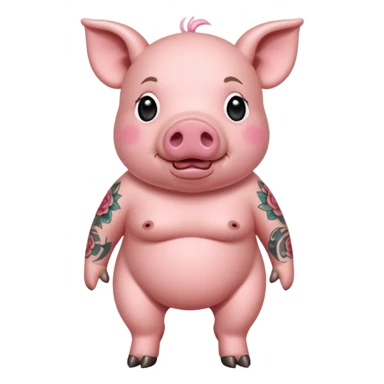full body of pig having tattoo, front view sticker