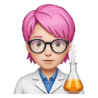 Scientist with pink hair AND pink glasses sticker
