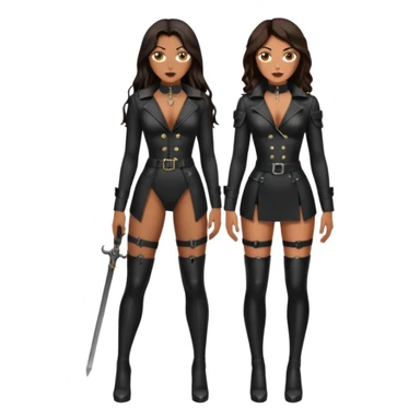 Tan skin with freckles, long dark hair, hazel eyes Dominatrix full body sticker