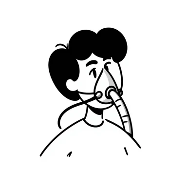 Hand-drawn person wearing breathing mask with tubes for measuring oxygen intake during exercise test sticker