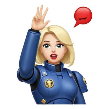 woman space marine in bodysuit salutes tongue out sticker