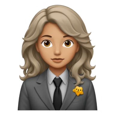 long wavy haired woman with tie and blazer sticker